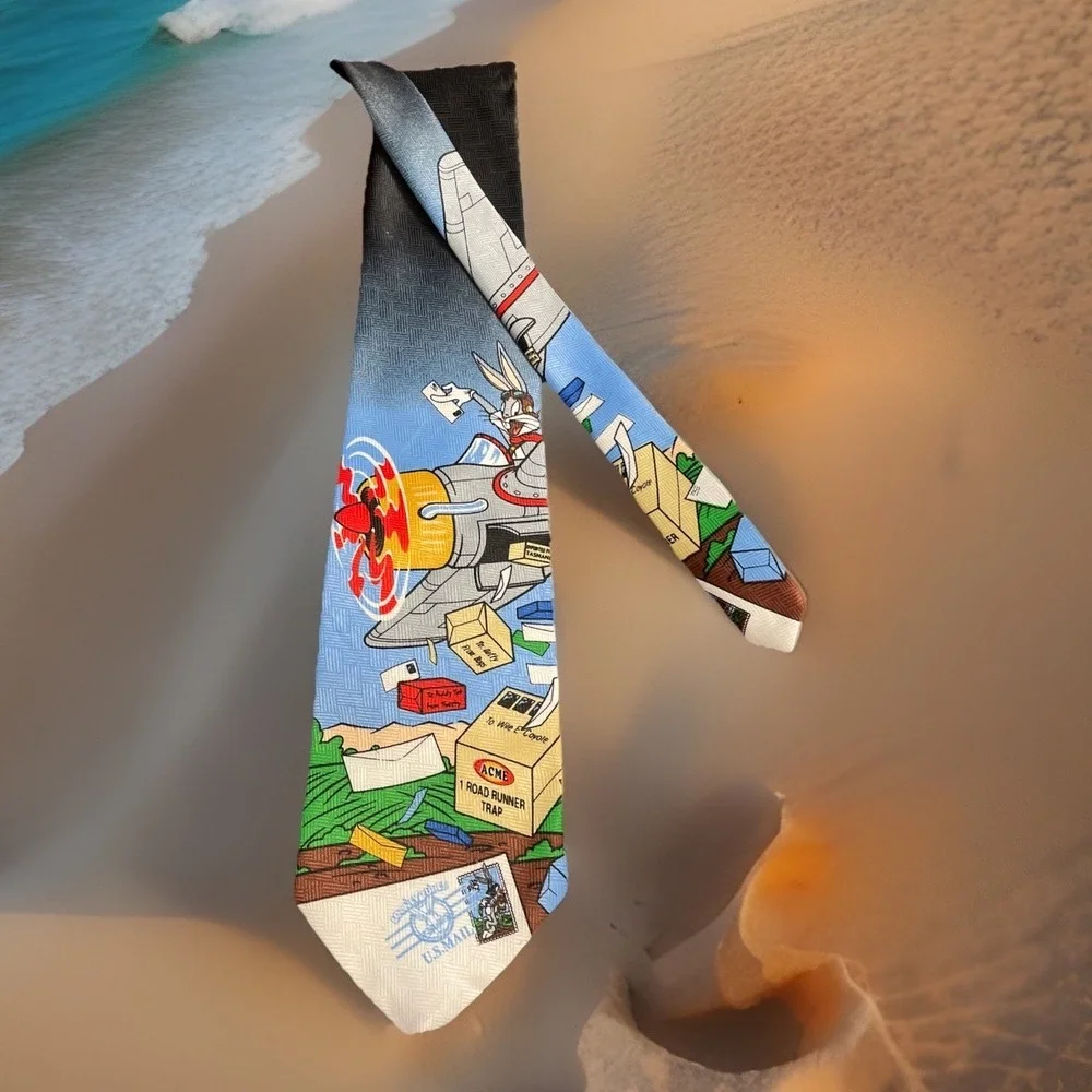Vintage 1997 Looney Tunes Bugs Bunny Novelty Silk Necktie Unique 4x58